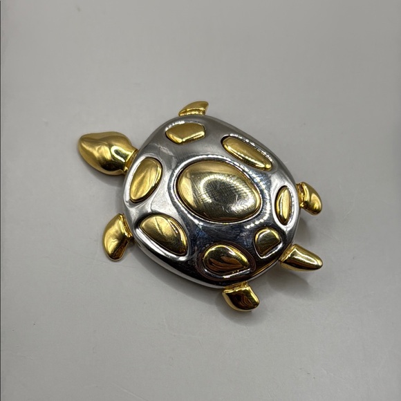 Jewelry - Vintage Gold Silver Tone Turtle Brooch Pin